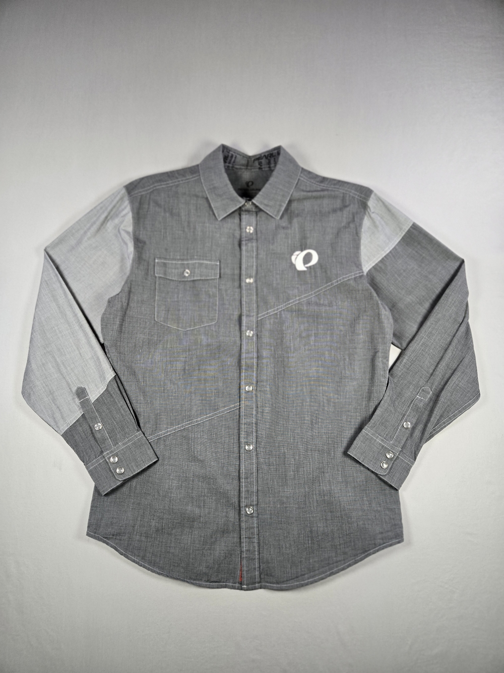 Pearl Izumi Men's Grey Color-Block Western Snap Button Cycling Shirt - Like New